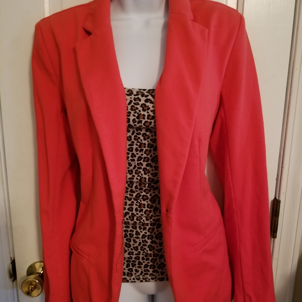 Coral cotton blazer